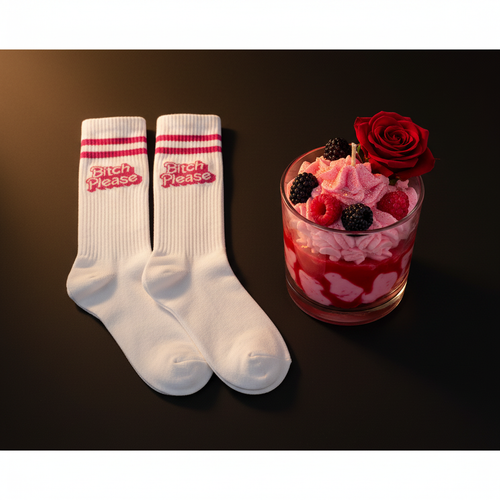 Kit Bitch Please — Meias Bitch Please + Vela Frutos Vermelhos Grande