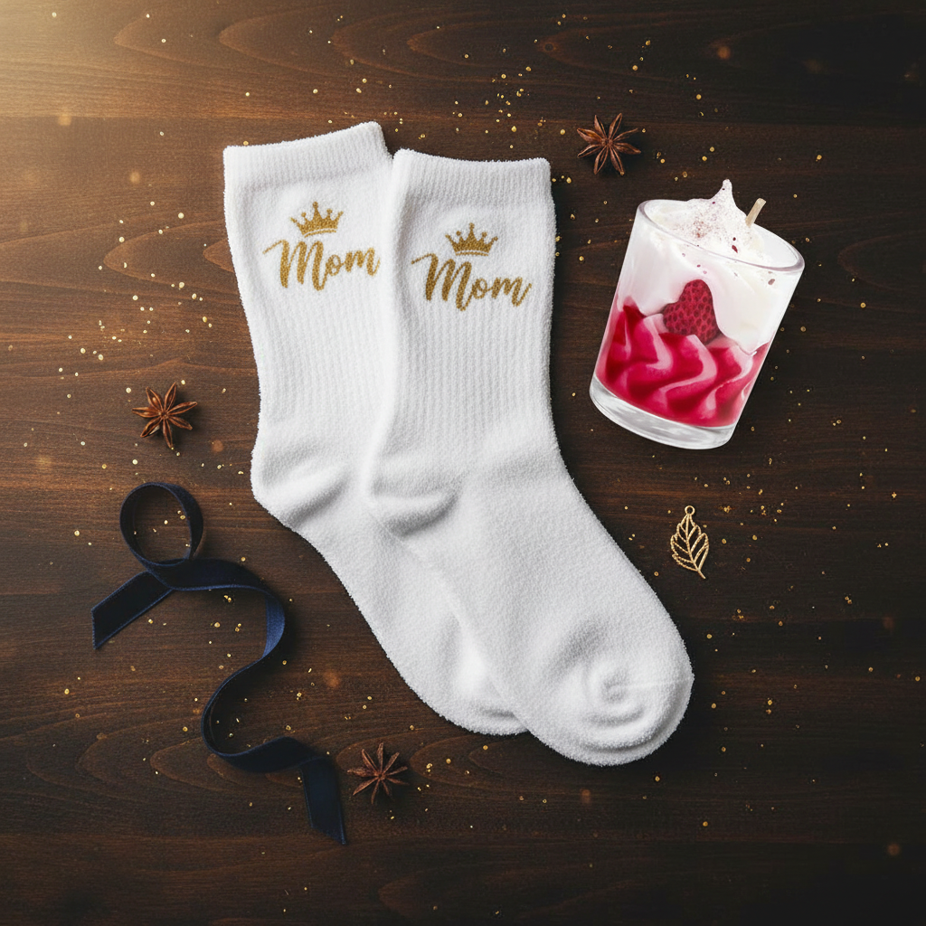 Kit Mom — Meias Mom + Vela Morango Silvestre